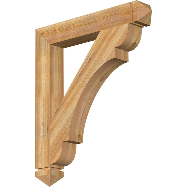 Ekena Millwork Olympic Arts & Crafts Rough Sawn Bracket, Western Red Cedar, 4"W x 28"D x 32"H BKT04X28X32OLY03RWR - main